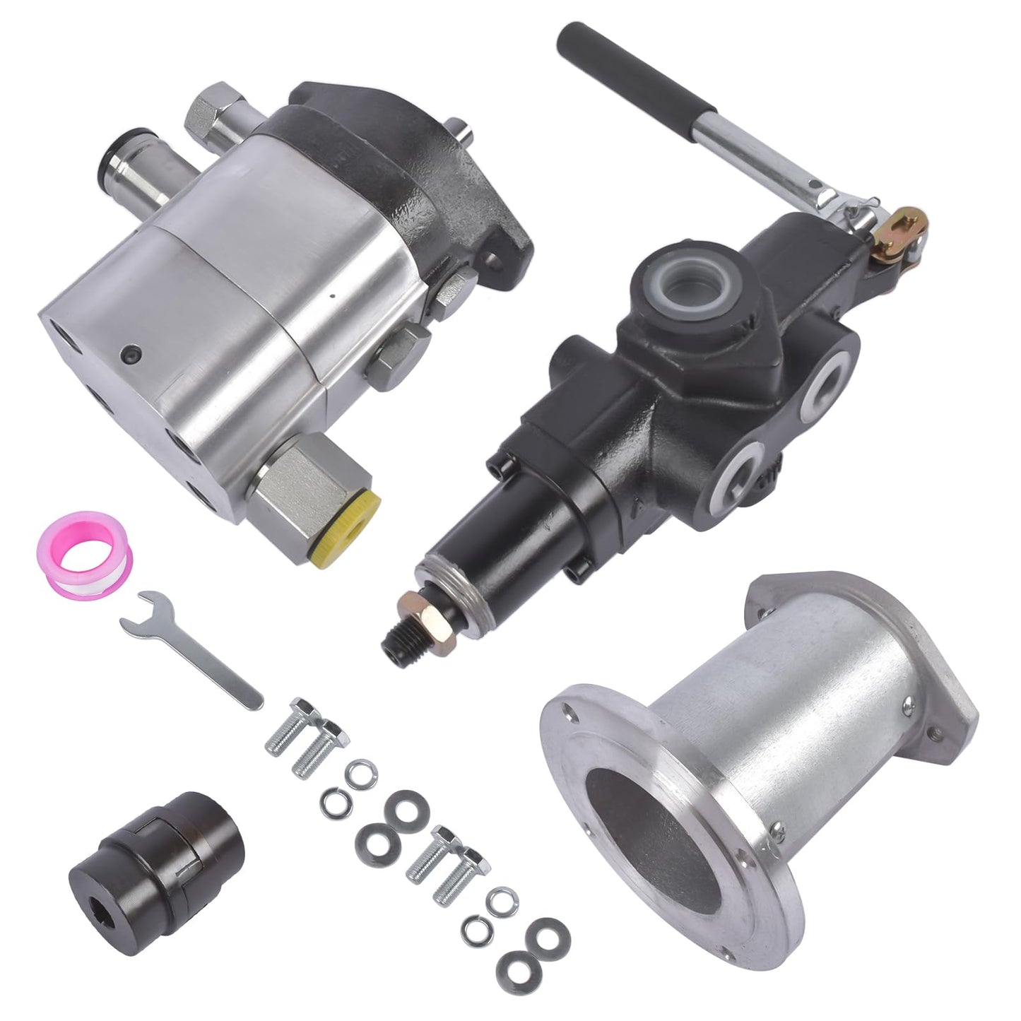 OFMCBSRHL Hydraulic Log Splitter Pump 22GPM 2-Stage Gear Pump, HI/LO Gear Pump, 2 Stage 4000PSI Aluminum Hydraulic Gear Pump + Valve Coupling Installation Base