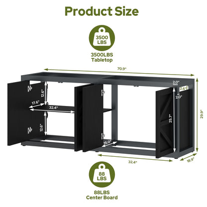 knoworld 125-150 Gallon Fish Tank Stand with Power Outlet, 71"×18.9" Tabletop, 3500LBS, Fits 125/150 Volumns Aquariums, Capacity, Heavy Duty Aquarium Stand & Terrarium Stand with Adjustable Shelf