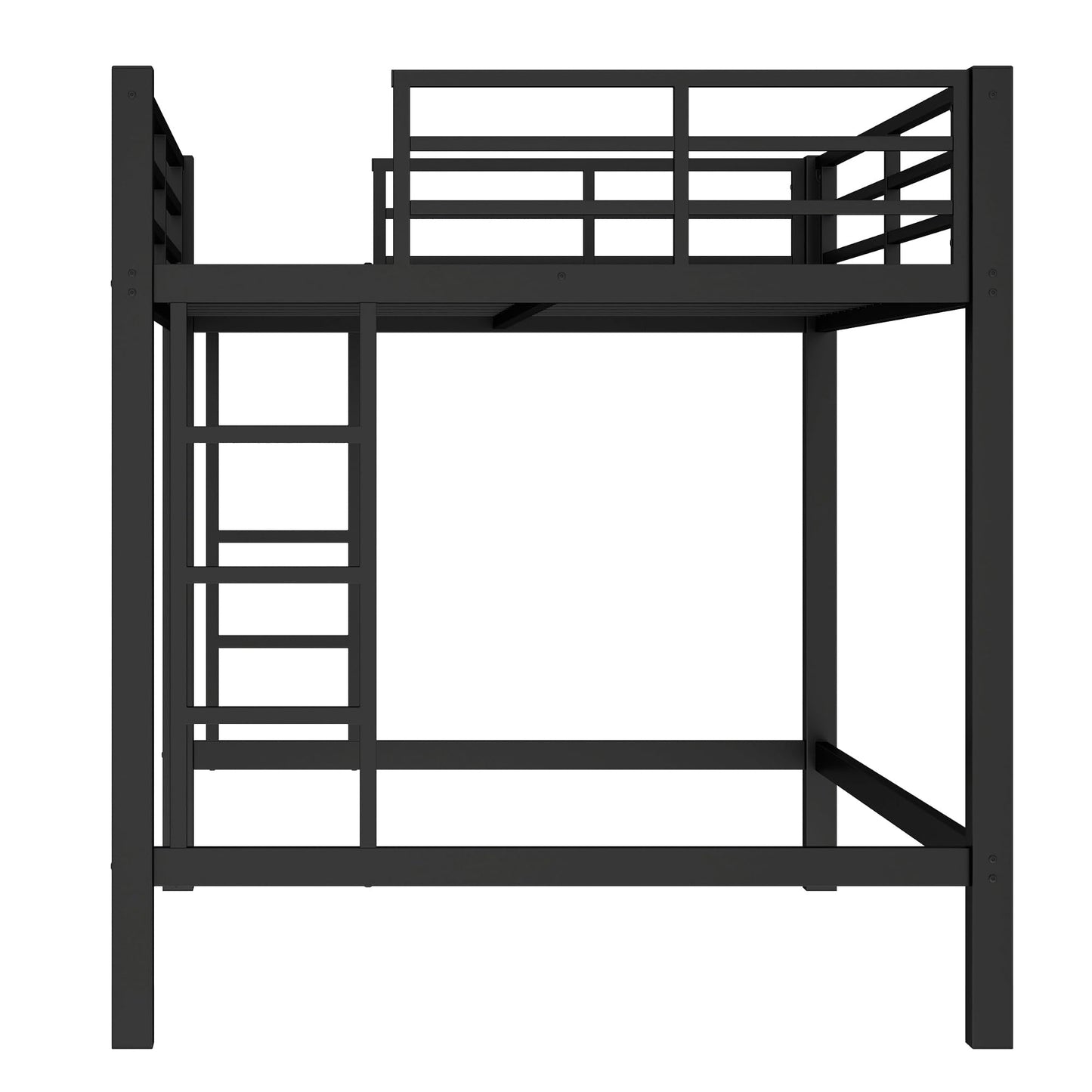 KEIKI Queen Loft Bed with Climbing Ladder for Adults，Heavy Duty Bunk Beds with Guardrails, Metal Bedframe for Bedroom, Black