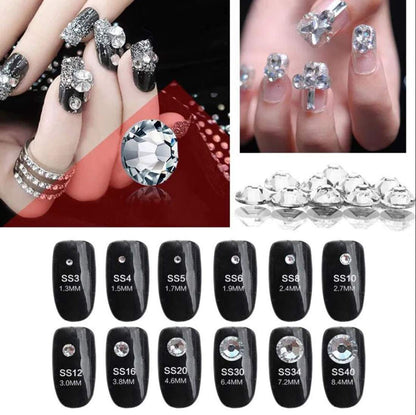 Over 2100 Pieces Red Ruby Garnet Flat Back Glass Rhinestones Crystals for Nail Art Kit 6 Sizes (1.4mm - 4.8mm)