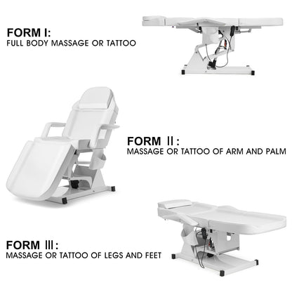 Artist hand Facial Bed for Esthetician MassageTable Beauty Bed Medical Aesthetic Tattoo Procedure Bed with 3 Motor Electrical Adjustments,White