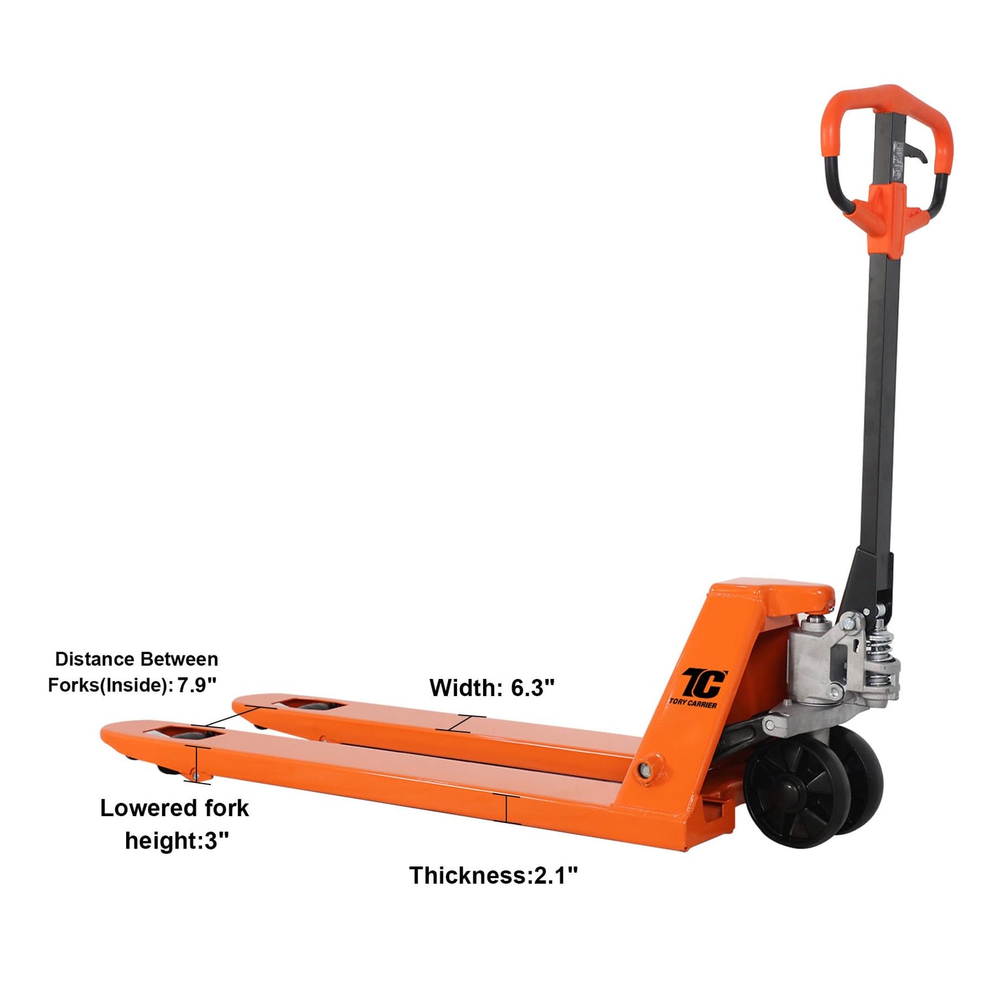 T Tory Carrier Pallet Jack, 5500 Lb. Capacity 21 x 48 Forks Mannual Pallet Truck, Hand Trucks with Replacement Load Wheels