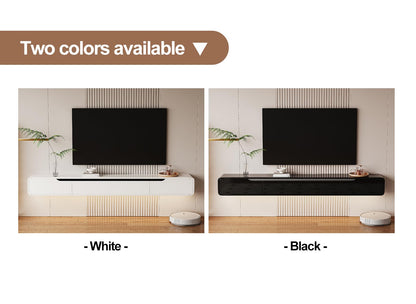 FurniNova High Gloss Floating TV Stand with 3 Doors,47'' Wall Mounted TV Cabinet,Under TV Console,Floating Media Shelft for Bedroom Living Room(White)