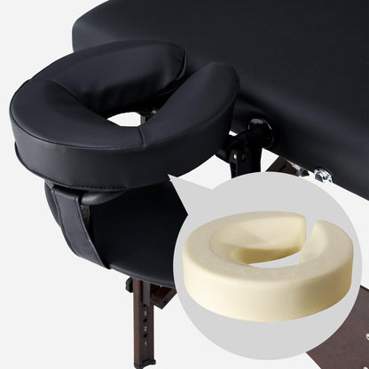 Master Massage 28" Argo Portable Spa and Beauty Table in Black with Walnut Legs