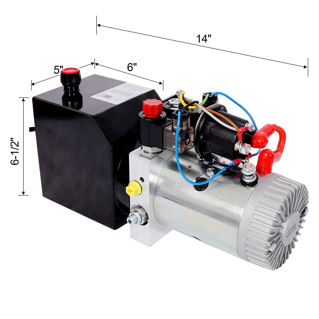 12V DC Hydraulic Power Unit Double Acting Pump, 3HP Hydraulic Pump with Steel Reservoir, 2950 PSI Max Pressure, 16.4 Ft Control Cable, Hydraulic Power Pack for Dump Trailer, Lift Gate, Log Splitter