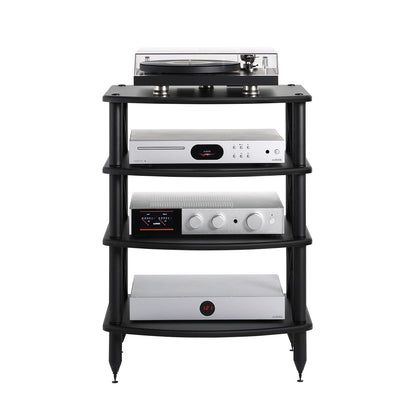 Pangea Audio Vulcan X Four Shelf Audio Rack Media Stand, and Components Cabinet Black