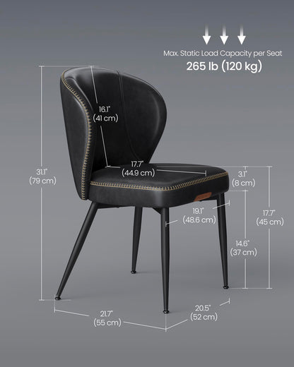 VASAGLE EKHO Collection - Dining Chairs Set of 4, Upholstered Kitchen Chairs, Comfortable Seat, Synthetic Leather with Stitching, Mid-Century Modern, Easy Assembly, Living Room Lounge, Ink Black