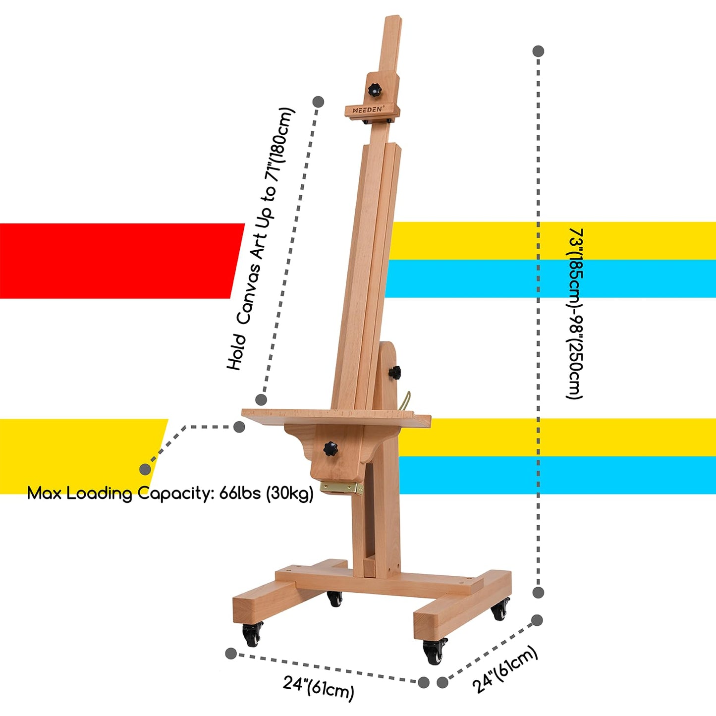 MEEDEN Large Art Easel for Painting: Solid Beech Wood Heavy Duty Artist Easel for Adults Beginner Painters - Professional Painting Easel with Tilts Flat can Holds Canvas Art Up to 71" for Art Studio