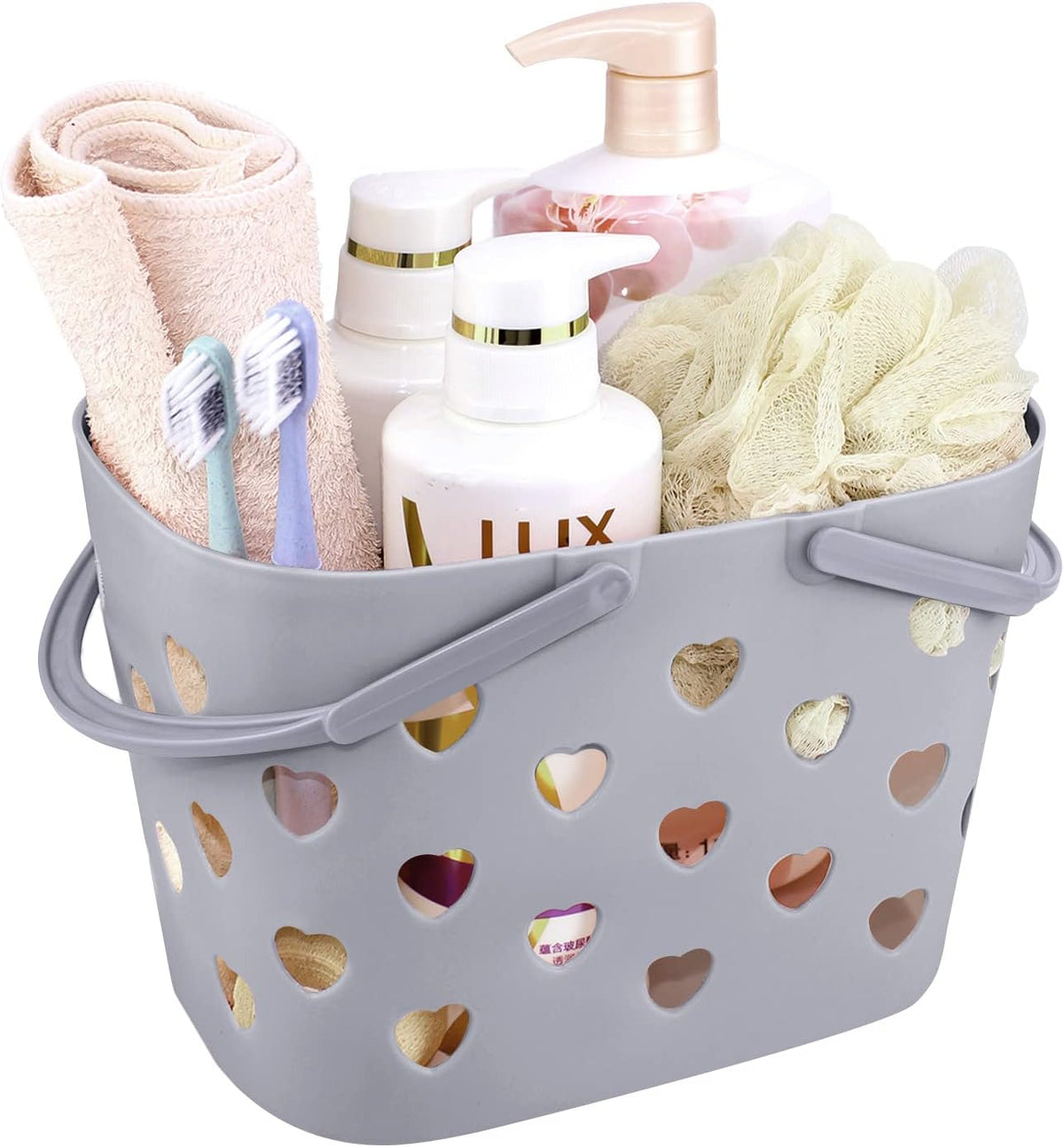 Portable Shower Caddy, Plastic Organizer Bin with Handle for Bathroom, Kitchen, College Dorm, Desktop Storage - Grey