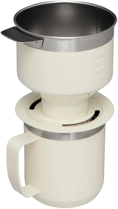STANLEY Perfect Brew Pour Over Set | 12 oz Camp Mug with Lid Included | Drip Coffee Maker with Reusable Filter | Insulated Stainless Steel | BPA-Free | Cream Gloss