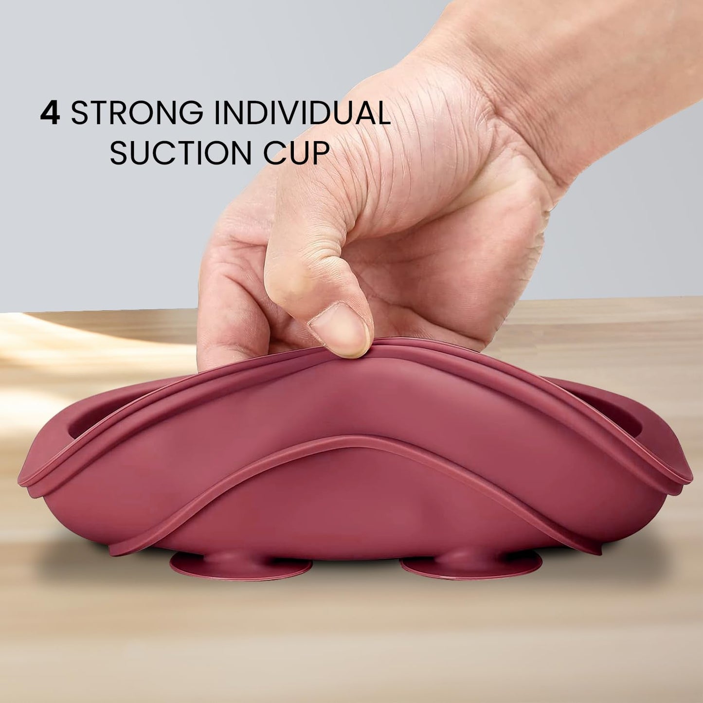 Cutebe 3 Pack Suction Plates for Baby Food Grade Silicone Baby Plates with Suction Microwave & Dishwasher Safe Toddler Plates Divided Design & Raised Edges Toddler Dishes for Feeding
