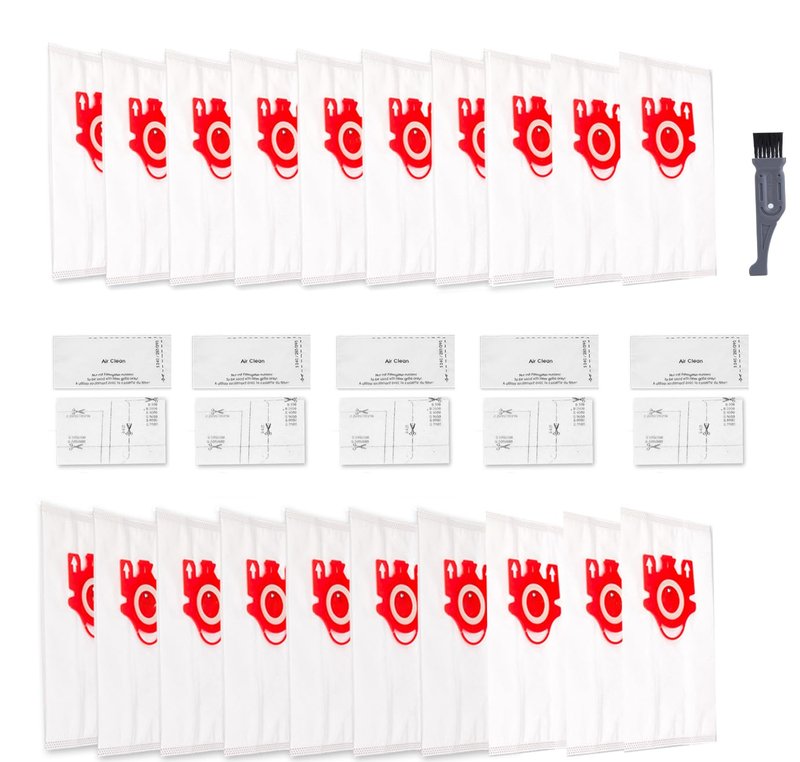 20 Pack 3D Airclean Bags Replacement for Miele FJM Vacuum Compact C1 Compact C2 Complete C1 S241, S290, S300i, S500, S700, S4, S6 Series,5 Motor Protection Filters 5 Air Clean Filters