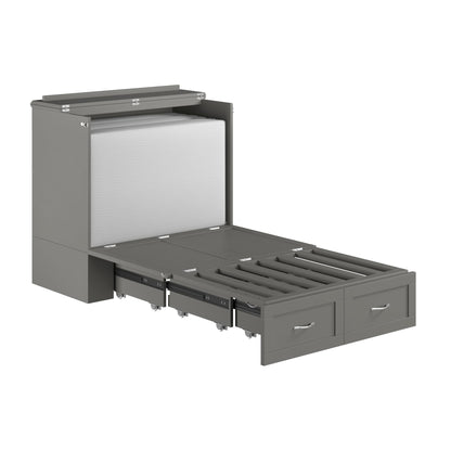 AFI, Hamilton Twin XL Murphy Bed Chest with 6" Mattress, Storage Drawer, and Built-in USB Charger, Grey