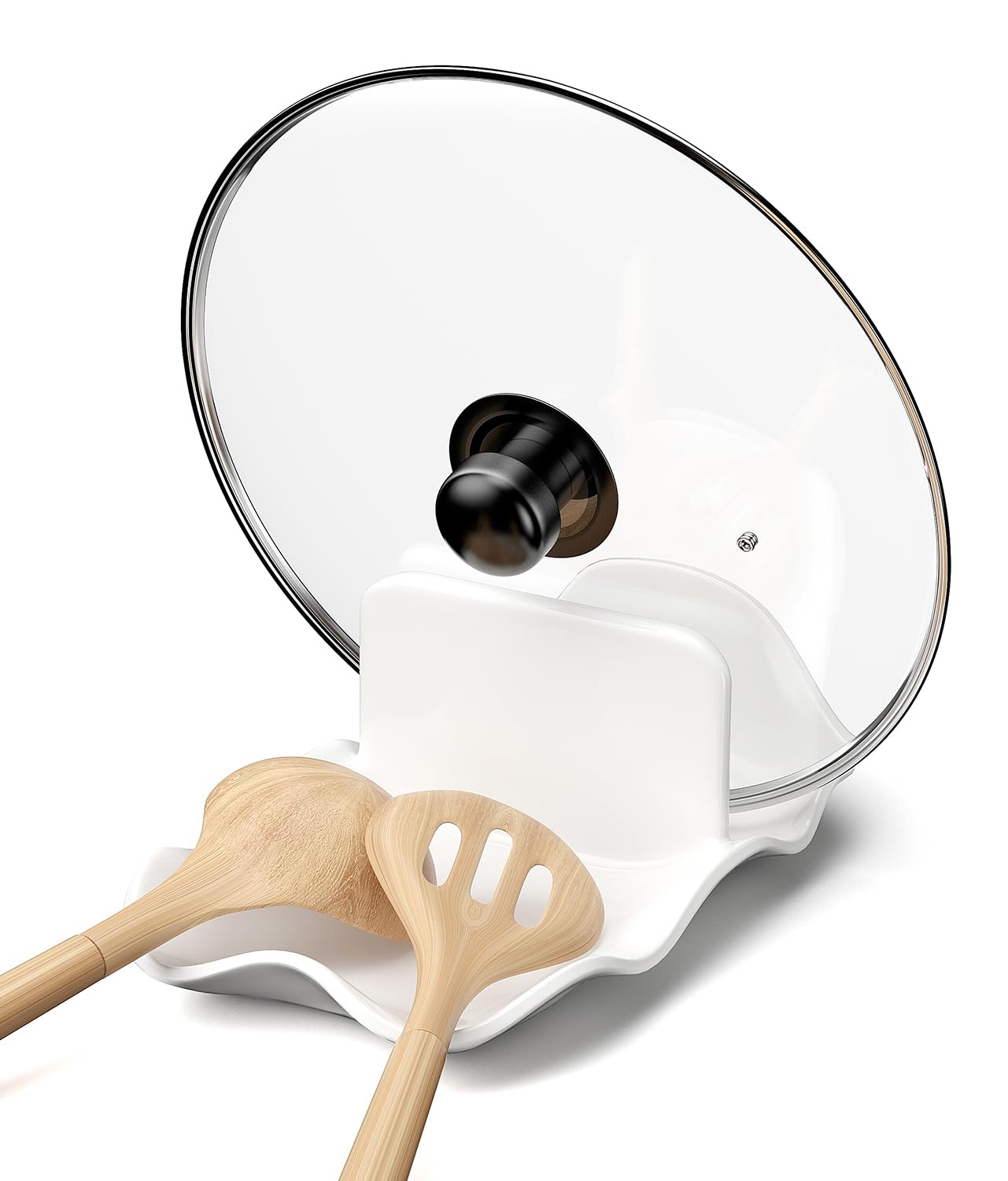 Spoon Rest for Stove Top, Ceramic Pot Lid Holder, Large Spoon Rests for Kitchen Counter, Spatula Rest & Kitchens Utensils Holder, Protects Stove Top and Countertops, Modern Kitchen Accessories