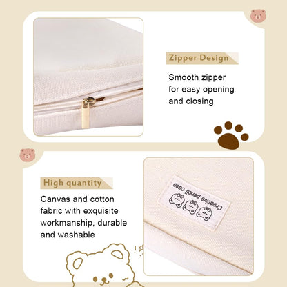 iSuperb Big Pencil Case Pouch Large Capacity Can Hold a Book, Pen Pouch Waterproof for Adult Kids College Student Zipper Stationery Organizer Storage Cosmetic Makeup Bag (Beige)
