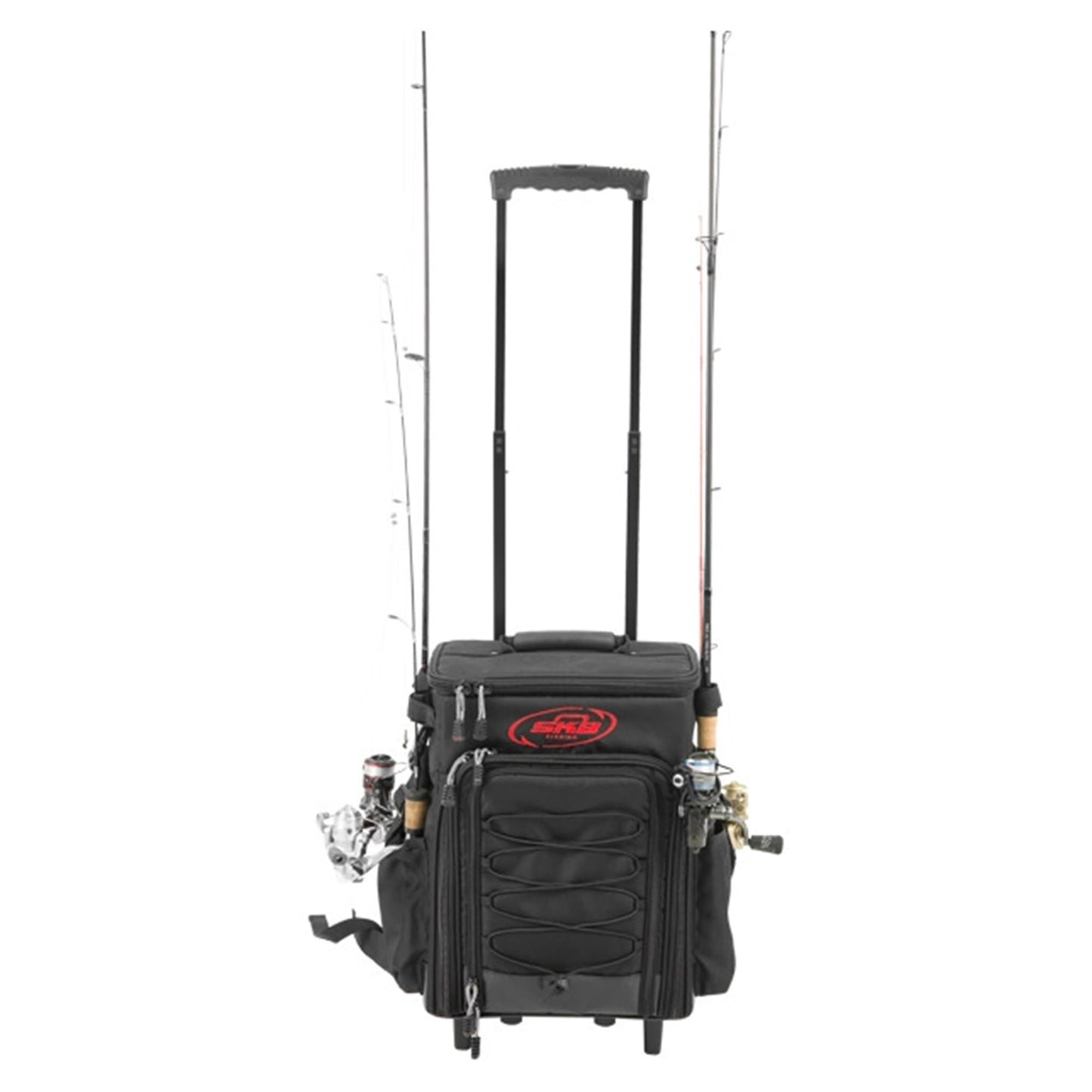 SKB Tak-Pak Backpack with Wheels, Removable Straps, and Retractable Pull Handle, Rolling Tackle Box with 4 Drawers and 5 Exterior Pockets, Black
