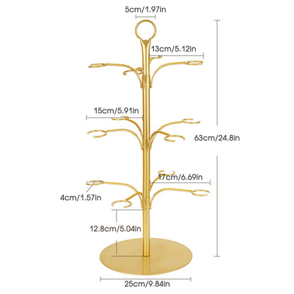 ALIMOTA Cocktail Tree Stand for Drinks Champagne Tower Wine Glasses Holder, 3 Tier 12 Holders, Bar Home Drinks Tree Display Suitable for Gin, Cocktails, Champagne, Wine