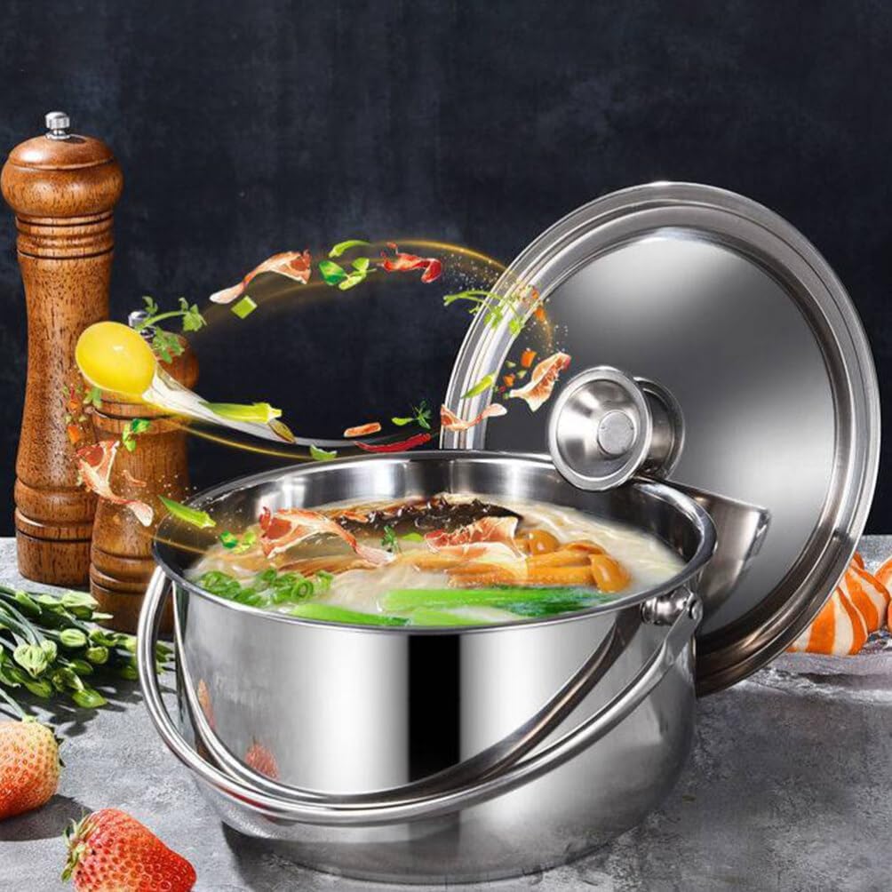 20cm Stainless Steel Stock Pot with Lid, Soup Pot for Cooking Lobster Stews