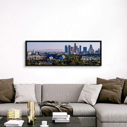 Downtown Los Angeles, California, Dodger Black Float Frame Canvas Art, Los Angeles Artwork