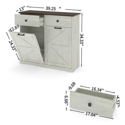 HUYYA Modern Sideboard Cabinet Buffet Storage Console Credenza for Dining Room, Free Standing Tilt Out Trash, Laundry Sorter Cabinet with Sturdy Construction and Easy Clean Surf