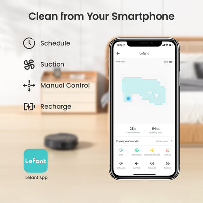 Lefant M210 Pro Robot Vacuum Cleaner,Super Thin,Powerful Suction,Quiet,Self-Charging Robotic Vacuum Cleaner,Cleans Hard Floors to Medium-Pile Carpets,120 Mins Runtime,APP/Voice/WiFi/Alexa Control,Grey