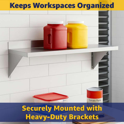 Zedfire 12" x 84" Wall Mounted Stainless Steel Shelf – 385 lb Capacity, NSF, Commercial-Grade Storage