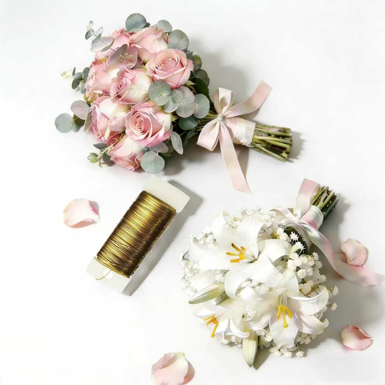 114 Yards 22-Gauge Gold Floral Metal Wire: Flexible Paddle Wire for Flower Arrangements, Crafts, Christmas Wreaths, Trees & Garlands