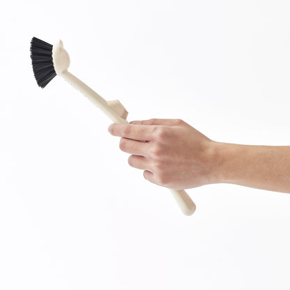 Earth & Mango Magnetic Dish Brush & Scraper, Snaps to Sink, Non-Scratch, Dishwasher Safe, Dish Scrubber – Warm Sand Beige