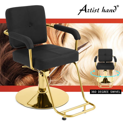Artist hand Black and Gold Salon Chair, Professional Hair Stylist Chair with Heavy Duty Hydraulic Pump, 360 Degree Swivel Styling Chair, Beauty Salon Equipment, Load Capacity 330 lbs