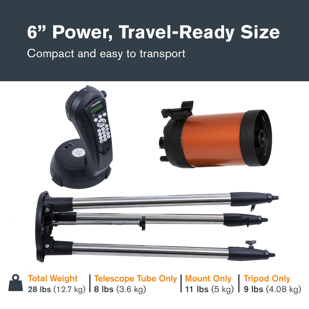 Celestron NexStar 6SE Computerized Telescope – 6-Inch Schmidt-Cassegrain Optical Tube – Fully Automated GoTo Mount with SkyAlign – Ideal for Beginners and Advanced Users – 40,000+ Object Database