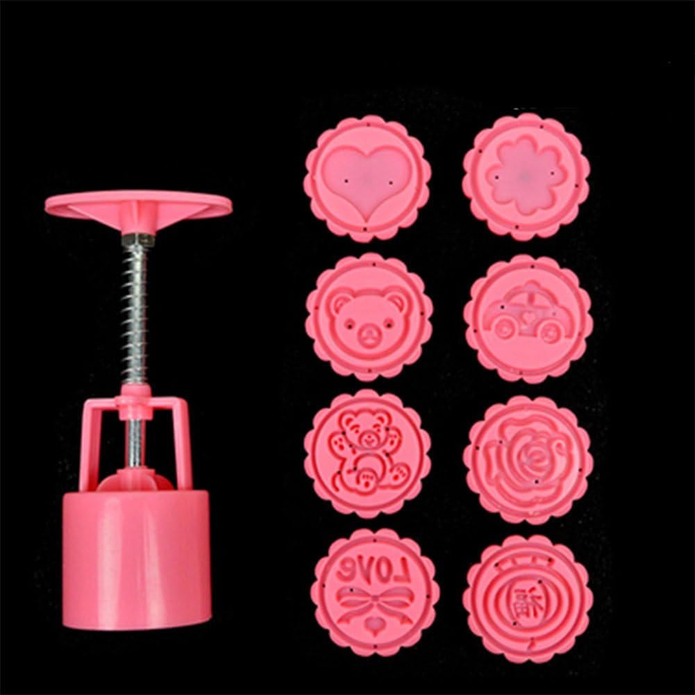 DIY Moon Cake Mold, TwoS Baking Tool Set for Mooncake Fodant Gift (Pink)