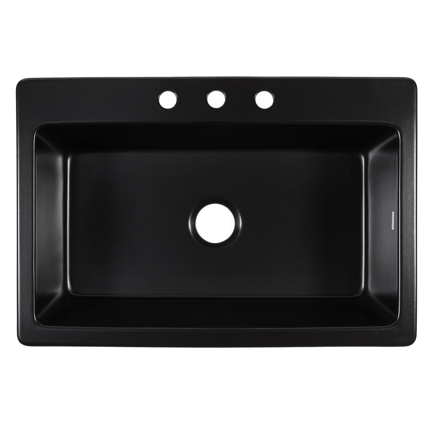 Sinkology Jackson Matte Black Fireclay Drop-In Kitchen Sink - 33 Inch Single Bowl - SureFire Fireclay Won't Chip, Crack, or Stain - 3-Hole - Sinkology Everyday Warranty - Fits 36 Inch Cabinet