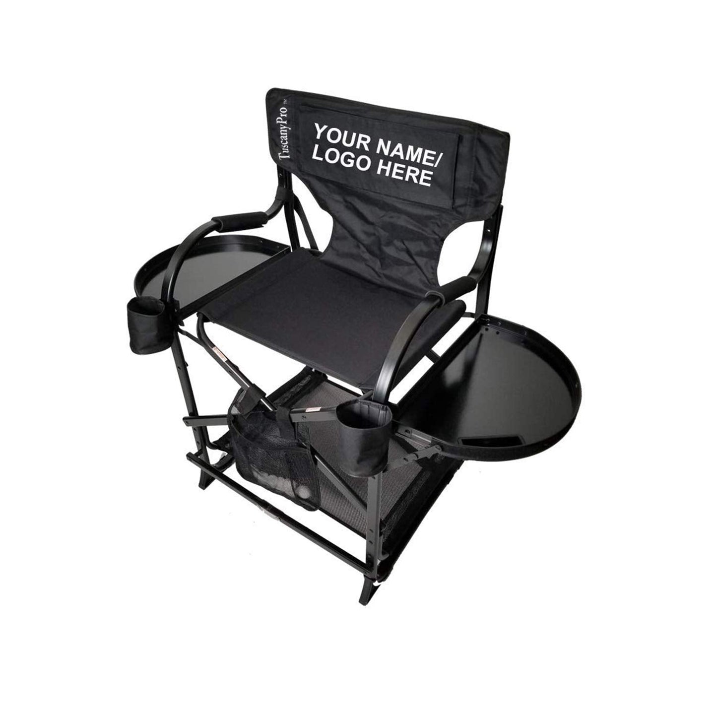 Tuscany Pro Your Name/Logo Included Portable Makeup & Hairstylist Chair - Perfect for Makeup, Hair Stylist, Salon with 25 Inch Seat Height