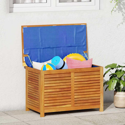 RCODSSK Solid Wood Acacia Patio Storage Box with Louver, 35.4x19.7x22 Inches, Waterproof Bag for Cushions, Outdoor Side Table and Storage