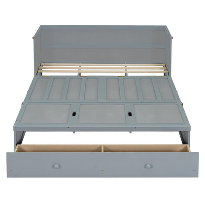 Bellemave Queen Murphy Bed Cabinet Bed, Solid Bed with Storage Drawer, Queen Size Bed with USB Ports, Chest Wall Murphy Bed with Drawer (Gray, Queen)