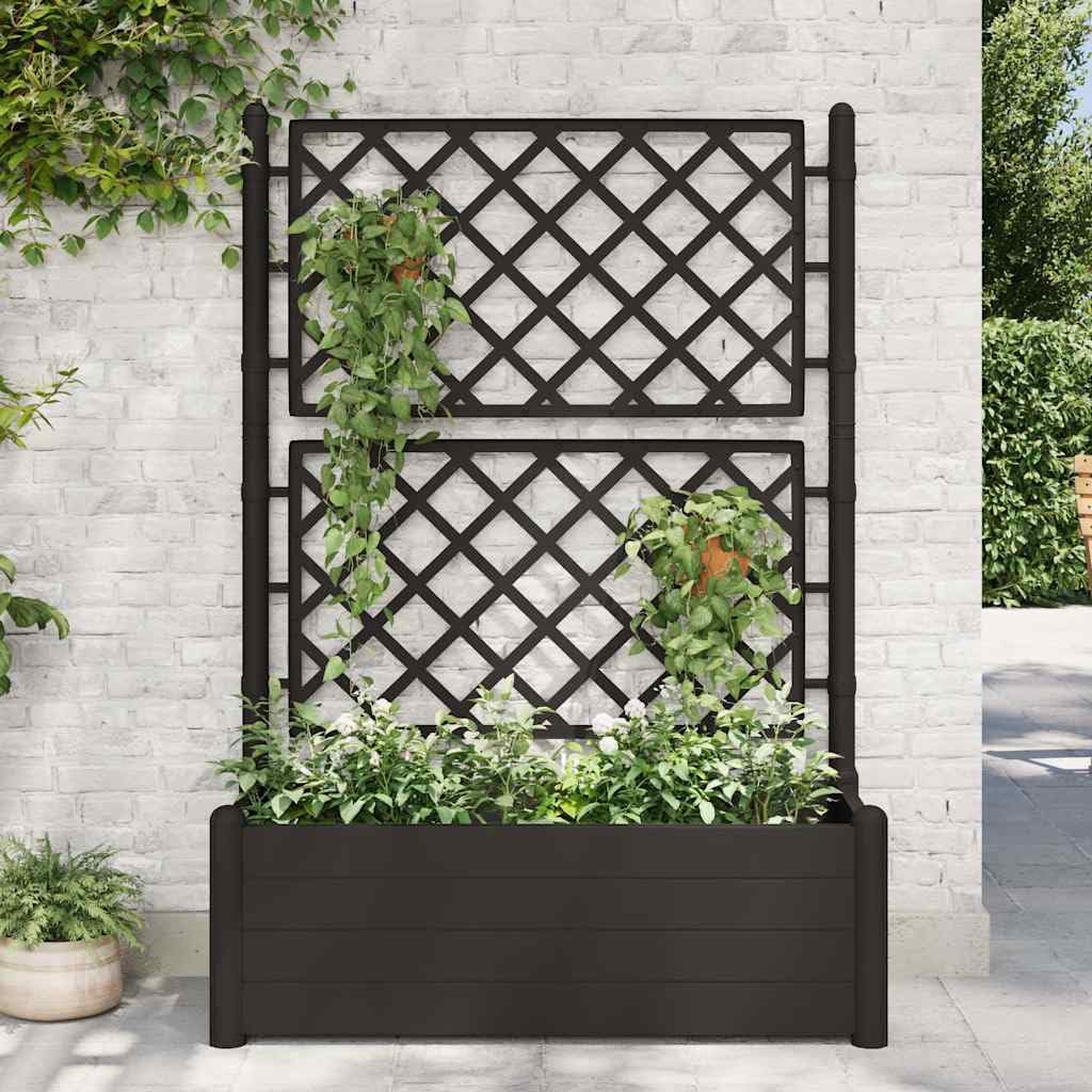 Garden Planter with Trellis - Large Elevated Plant Box for Outdoor Plants, 39.4"x16.9"x55.9" PP Anthracite – Perfect Gardening in Rectangle Boxes