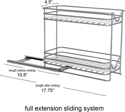 2 Household Essentials Glidez Powder-Coated Steel Pull-Out/Slide-Out Storage Organizer with Plastic Liners for Spice