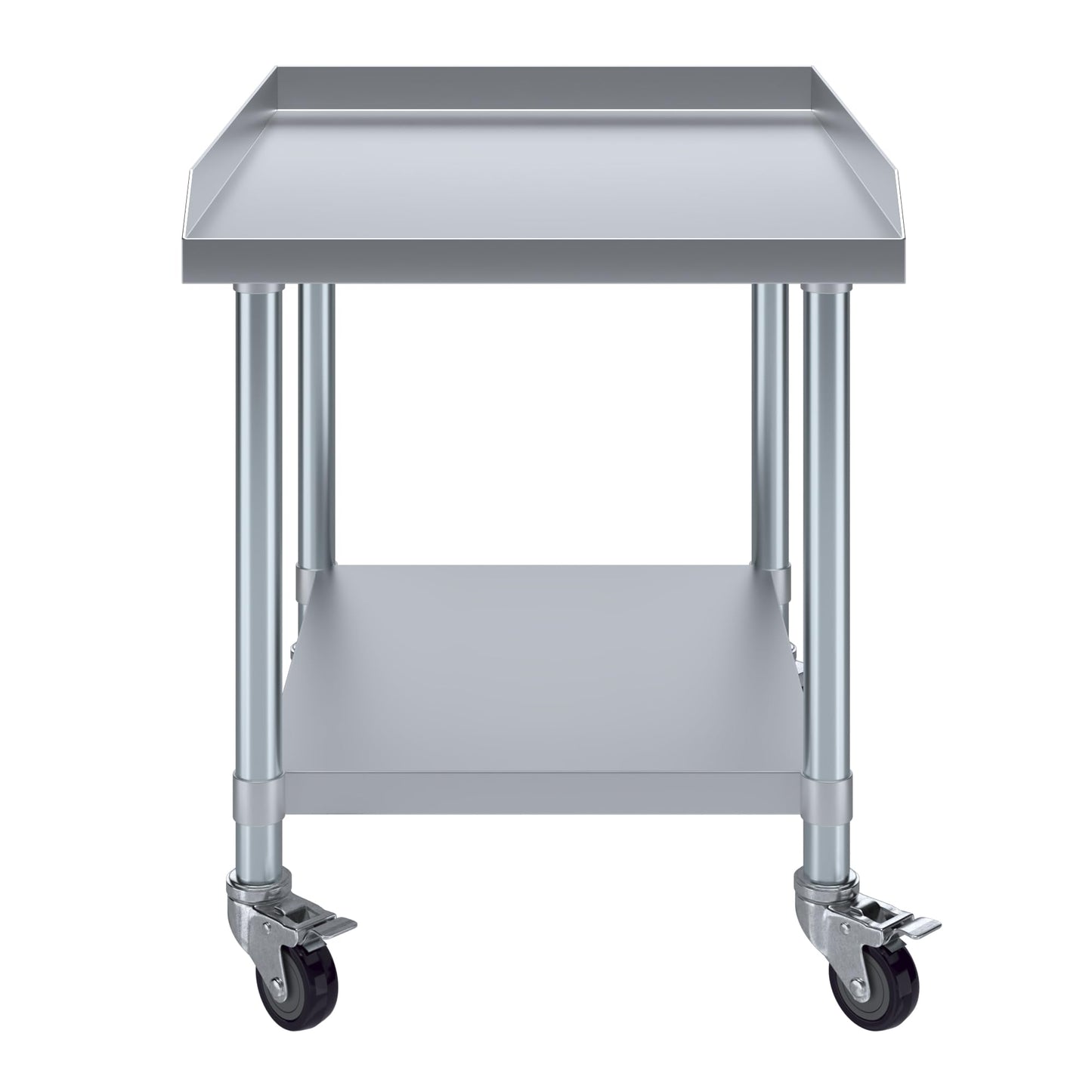 AmGood Stainless Steel Equipment Stand with Undershelf + Casters, Heavy Duty, Commercial Grade, NSF Certified (30" Width x 24" Length + Casters)