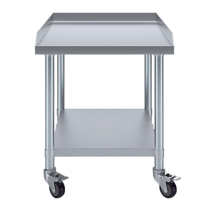 AmGood Stainless Steel Equipment Stand with Undershelf + Casters, Heavy Duty, Commercial Grade, NSF Certified (30" Width x 24" Length + Casters)