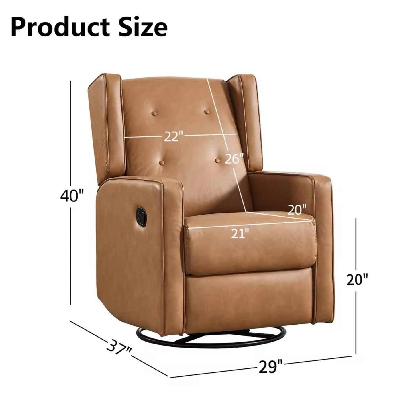 CANMOV Swivel Rocker Recliner Chair Set of 2, Nursery Glider Chair, Nursery Rocking Chairs, Manual Reclining Chair, Brown