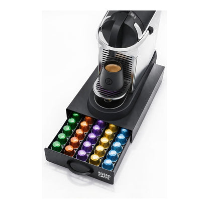 ROSSO CAFFÈ Coffee Capsule Drawer Organizer Compatible with Nespresso Original Machines, Holds 45 Capsules, Space-Saving Countertop Storage, Sleek Design