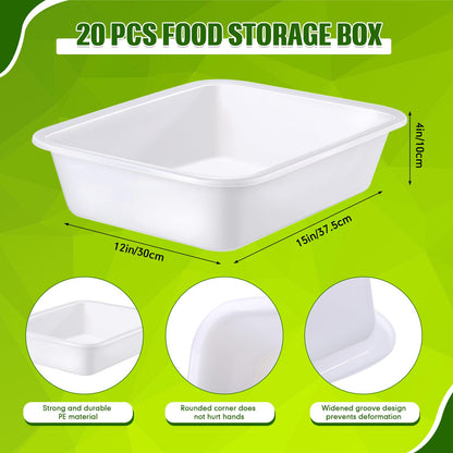 Wesiti 20 Pack 9L Commercial Bus Tubs Plastic Tub Utility Dish Bin Wash Basin Tote Box Meat Lugs Dish Pan Restaurant Supplies for Food Service Storage Butchering Fast Food Organization Kitchen, White