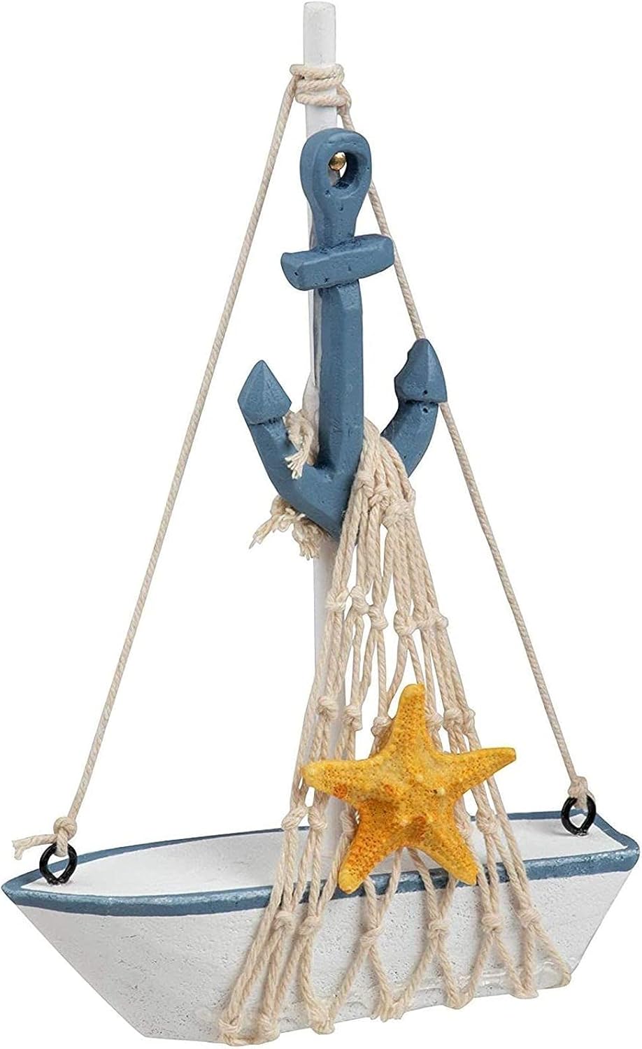 Sailboat 4 Pack, 4.4 6.8 1.25 Sailboat Juvale Mini Wooden Models for Nautical Decor - x x in, Blue & White - Coastal