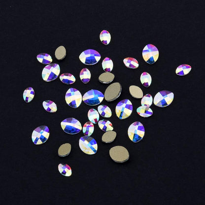 240pcs Popular 12 Styles Flatback Crystals Mix Sizes Multi Shapes Glass Crystal AB Rhinestones for Nail Art Craft 3D Decorations Flat Back Stones Gems Set Box