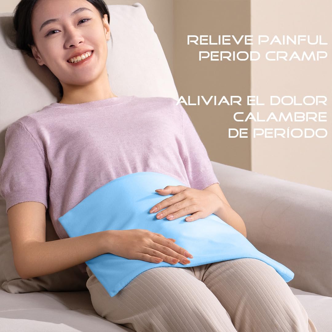 Boncare Stay On NO Auto-Off Hot Heating Pad for Cramps and Back Pain Relief Boncare Fomentera Electrica Lumbar Moist & Dry Heat Washable Cover (Sky Blue) (12"x15", 1.00, Count)