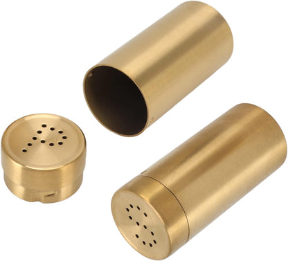DEWIN 2Pcs Gold Spice Jar, Stainless Steel Rustproof Screw Open Top Seasoning Shaker for Salt, Sugar, Pepper