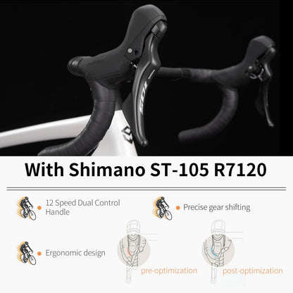 SAVADECK Carbon Road Bike,Lightweight Full Carbon Racing Bicycle with Shimano R7120 24S Shift Groupset and Hydraulic Oil Disc Brake Bike
