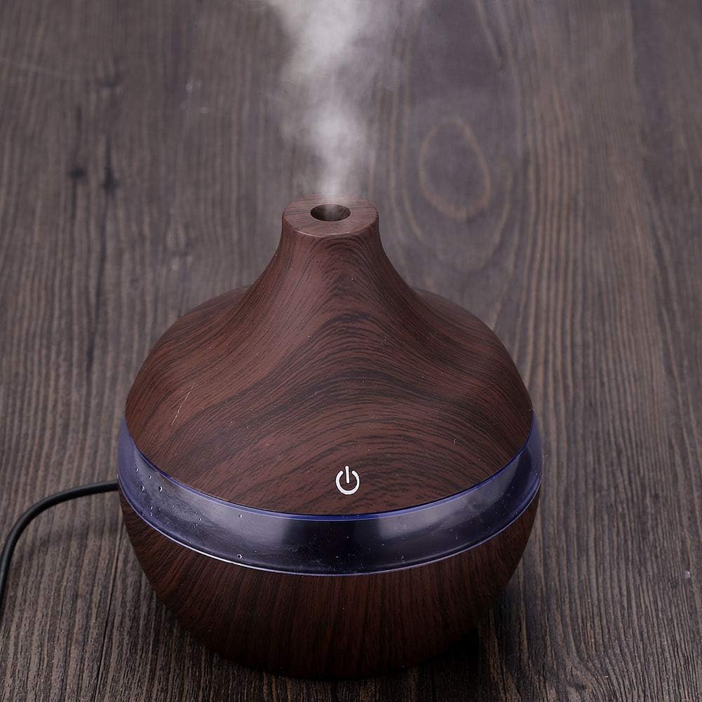 Wood Grain USB Humidifiers for Home, Top Fill with LED Night Light, Ideal for Bedroom Office Nursery, Compact Design
