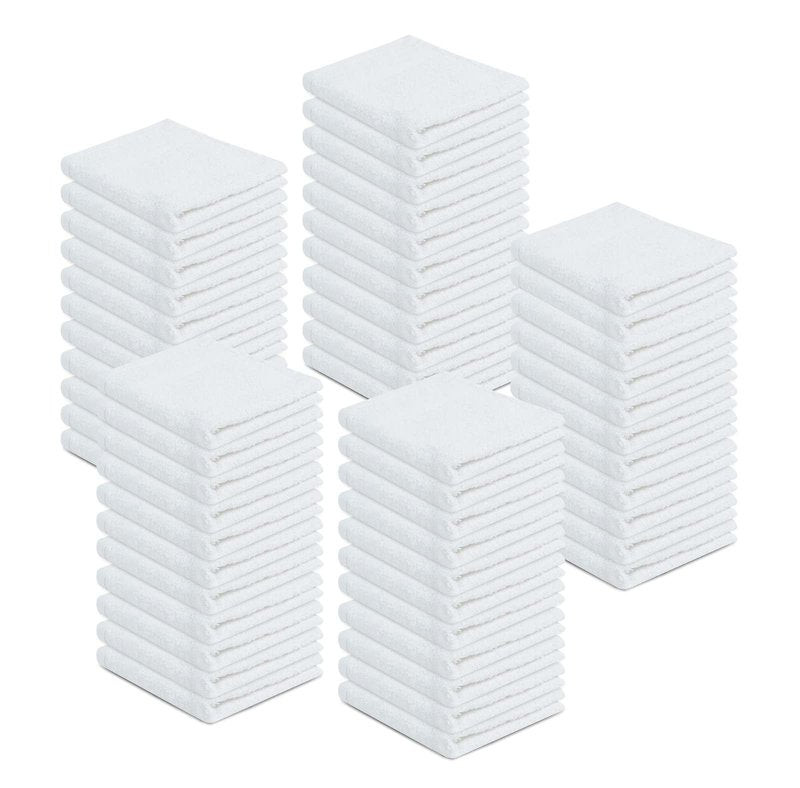 ZUPERIA 100% Cotton Terry Towels Cleaning Cloths, Pack of 50 (12" x 12") Multipurpose, Highly Absorbent, Reusable Cotton Rags, White Bar Towels & Cleaning Rags for Everyday Usage (White)