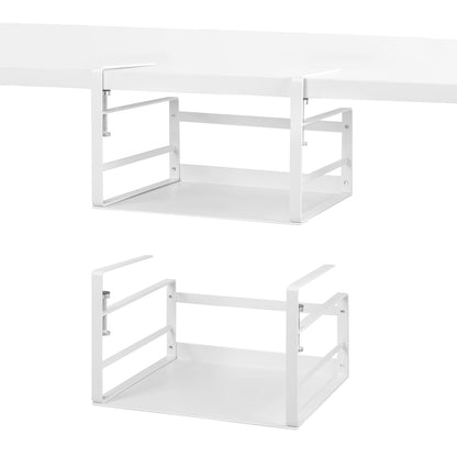 Nxconsu 2Pack Under Shelf Storage Basket Organizer Hanging Holder for Kitchen Cabinet Pantry Cupboard Desk Bookshelf Organization Space Saver Heavy Duty Slide-in Adjustable Mounting Clamp White Small